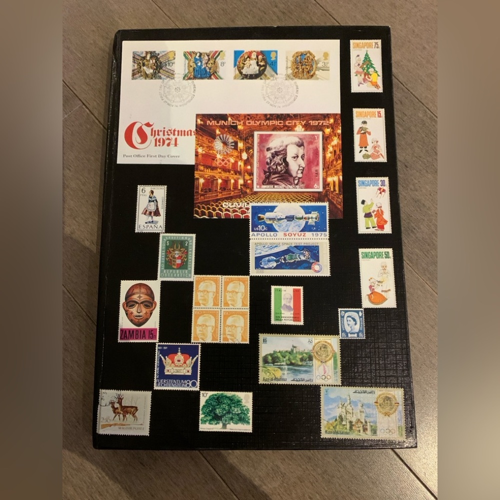 Vintage World Stamp Collection in Stockbook | Space, Superheroes & Triangles